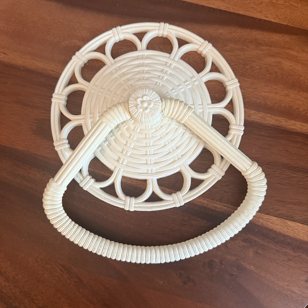 Vintage HomeCo Towel Holder Rattan Look Wall Decor Bathroom USA off-white